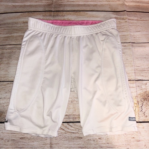 Adidas Girl’s White and Pink Climalite Softball Sliding Shorts Size M - Picture 1 of 7